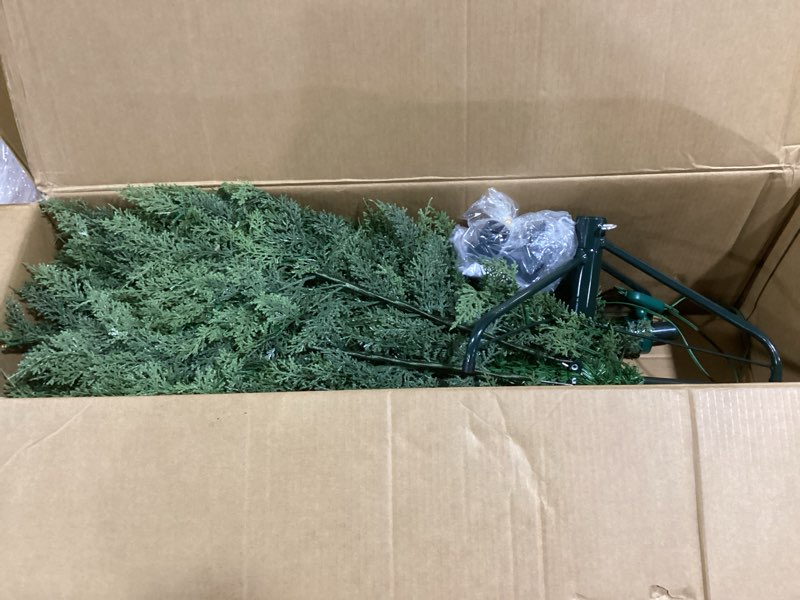 Condition photo showing As Is for BOLUO Prelit Ceder Christmas Tree with Lights, 6 ft Twinkling Christmas Tree,Real Touch Artificial Xmas Tree with 1000 Branch Tips for Party Home Decoration 6ft