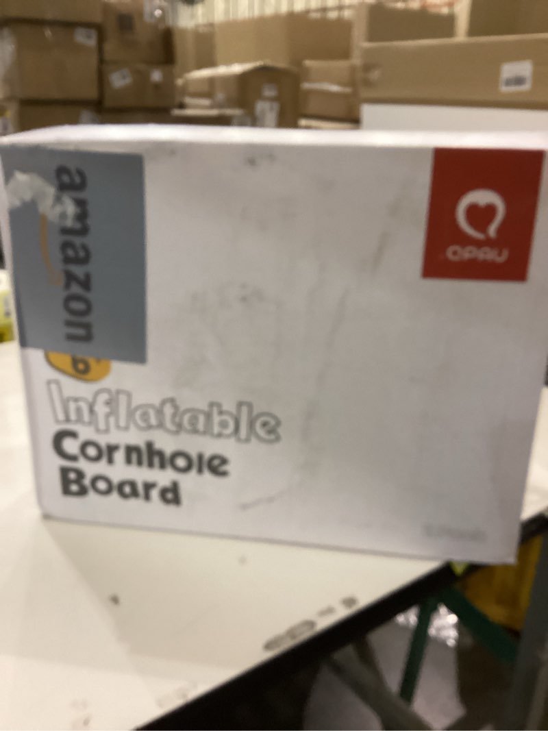 Condition photo showing New/Like New for QPAU Inflatable Cornhole Board Set, 3 x 2 ft Corn Hole Games for Adults with 8 Bean Bags & 8 Water Bags, Portable Cornhole Boards for Outdoor Sports Games, Beach and Tailgates