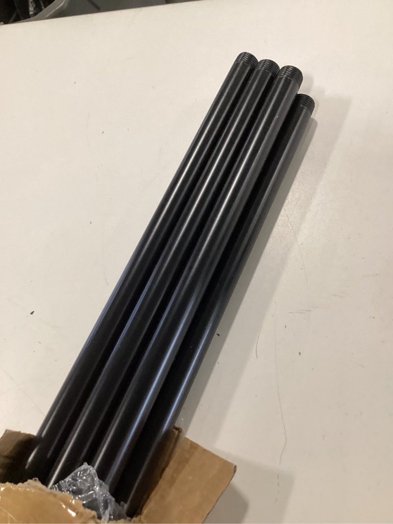 Condition photo showing As Is for GeilSpace 6 Pack 1/2" × 36" Pre-Cut Black Metal Pipe, Industrial Steel Fits Standard Half Inch Black Threaded Pipes and Fittings - Vintage DIY Industrial Shelving (1/2" × 36") 1/2" × 36" Black