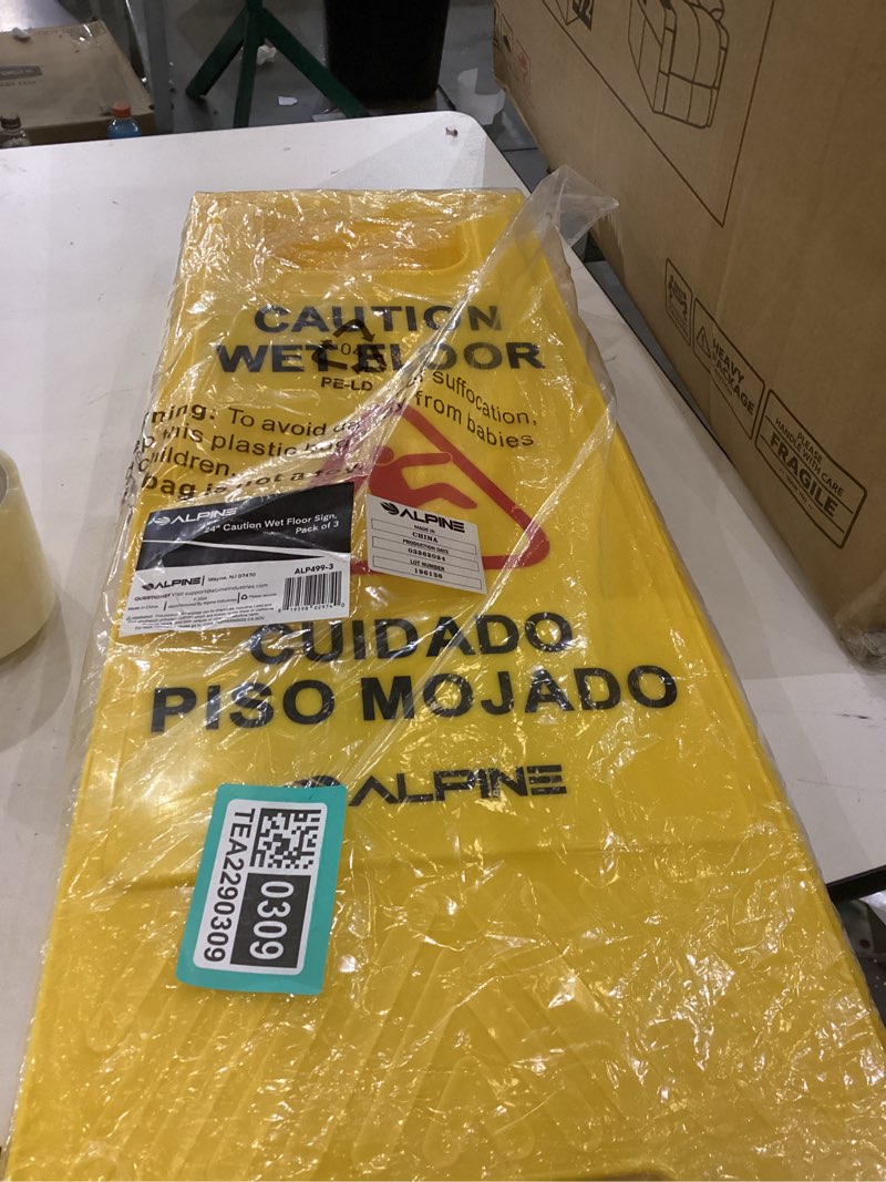 Alpine Industries Plastic 24" Caution Wet Floor Sign, 3PK Yellow 499-3