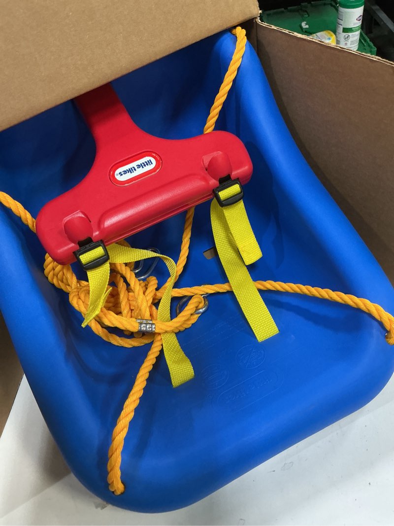 Condition photo showing Good Condition for little tikes 2-in-1 snug  n secure blue swing for baby and toddlers  ages 9 months - 4 years