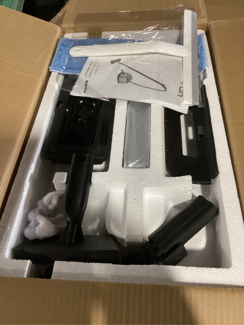 Condition photo showing New/Like New for steam cleaner, 293°f 58 psi powerful multipurpose handheld steam mop for home use, 21 attachments, 50oz capacity, heavy duty steamer for carpets, floors, cars, tiles, crack cleaning, platinum