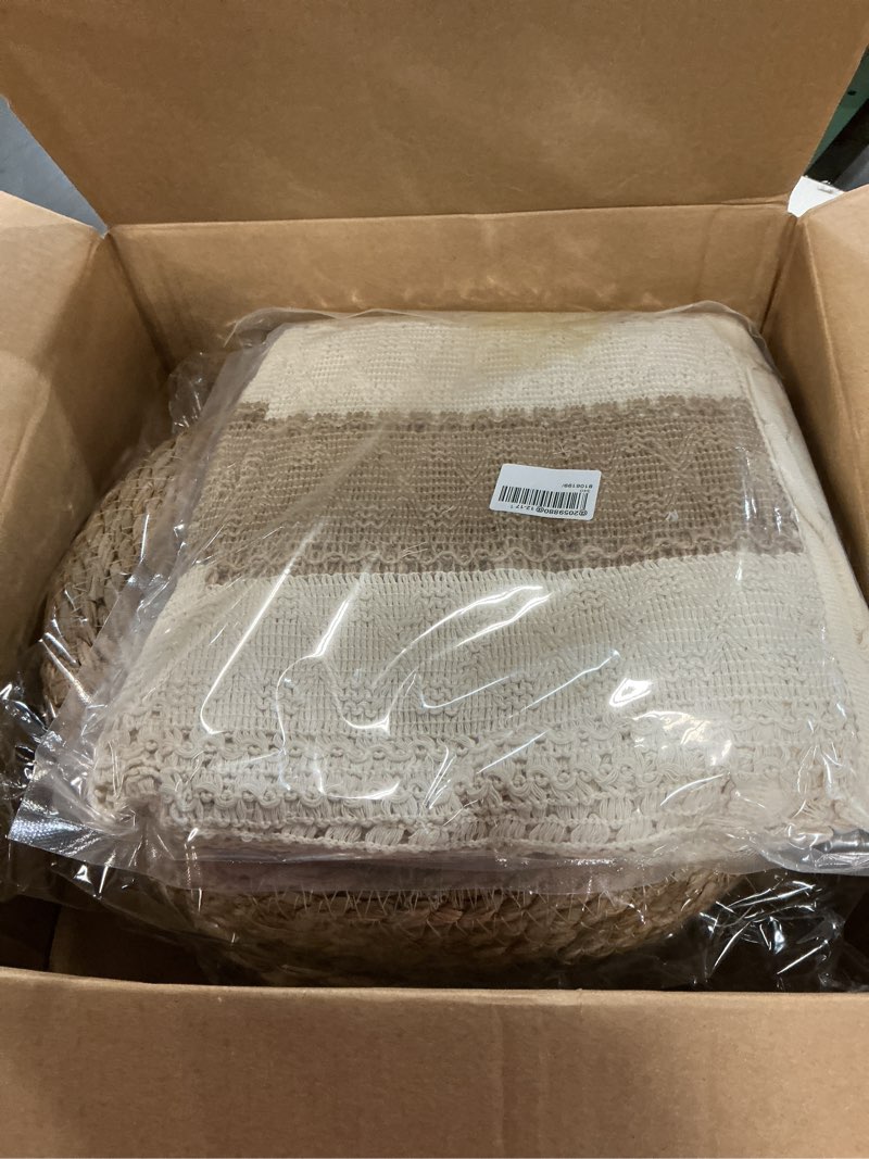 Condition photo showing Good Condition for 6 Sets Boho Table Decor Bundle, Round Woven Placemats, Long Table Runner 70.9 in, Seagrass Tray, Linen Tassel Napkins, Bulk Value Pack, Bohemian Dining Decor for Wedding Party