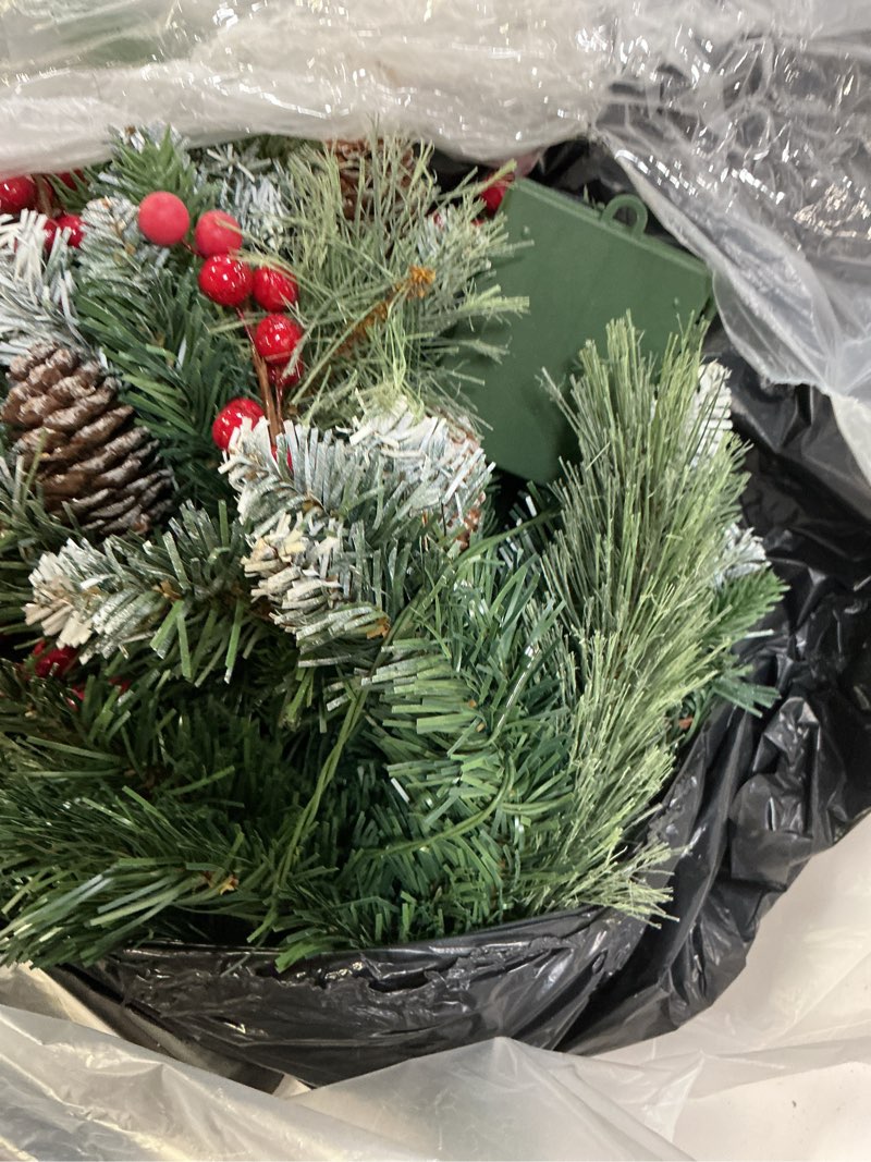 Condition photo showing As Is for 2 Pack Prelit Outdoor Christmas Tree 30 Inch, Remote Control Battery Operated with 100 Warm White Multi-Color Changing LED Lights, Small Pre-Decorated Green Xmas Tree for Pathway, Porch Gold 2ft 6in