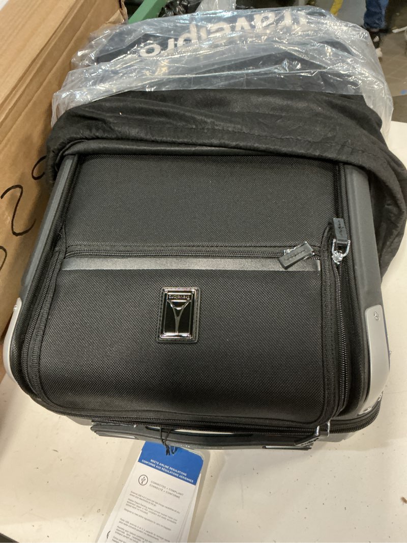 Condition photo showing Good Condition for travelpro platinum elite hardside expandable carry on luggage, 8 wheel spinner, tsa lock, hard shell polycarbonate suitcase, shadow black, compact carry on laptop pocket 20-inch compact carry-on with laptop pocket 20-inch shadow black