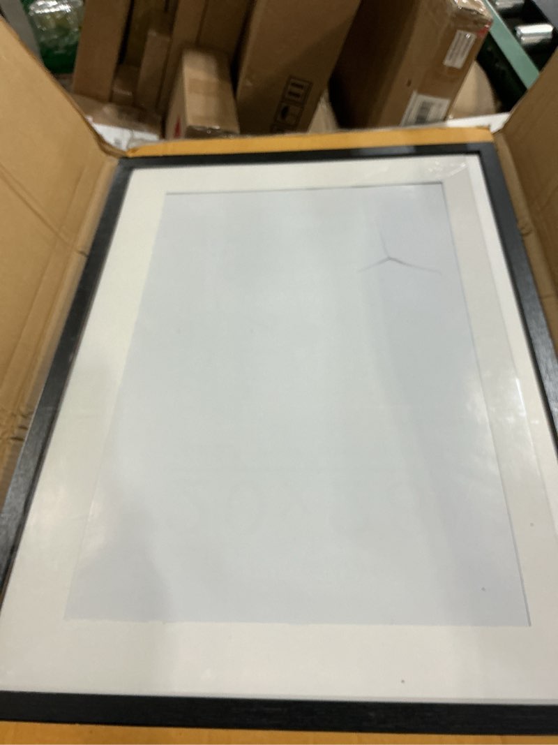 Condition photo showing As Is for americanflat 20x28 picture frame with polished plexiglass - use as 16x24 frame with mat or display 20x28 photo without mat - hudson collection - wide picture frames for wall display - black black 20x28