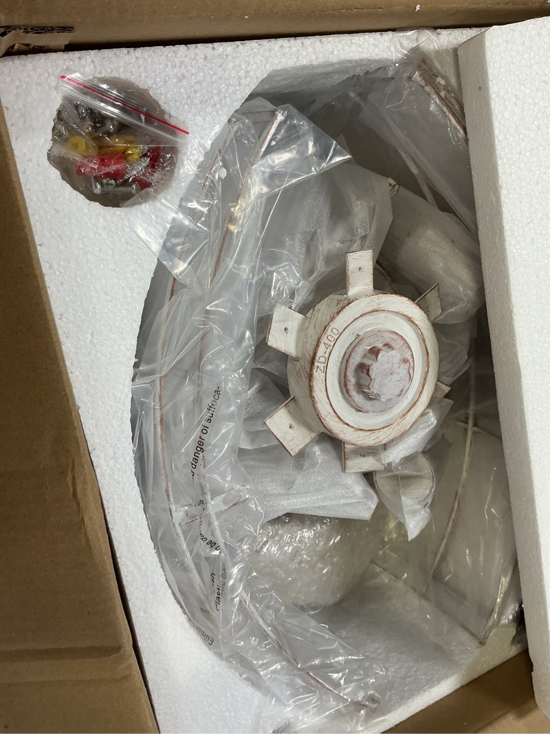 Condition photo showing Good Condition for lediary 23" large caged ceiling fans with lights, white flush mount low profile ceiling fan with remote, modern farmhouse industrial ceiling fan with light for bedroom, kitchen, dining room, indoor 23 inch white