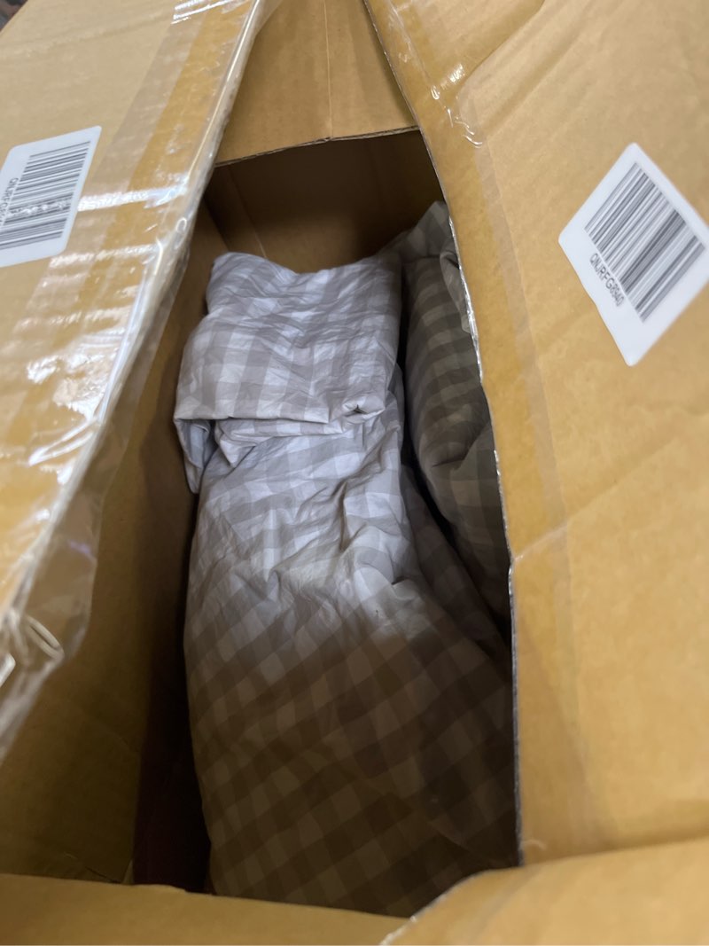 classic organic percale gingham duvet cover set, full/queen, blue fog
