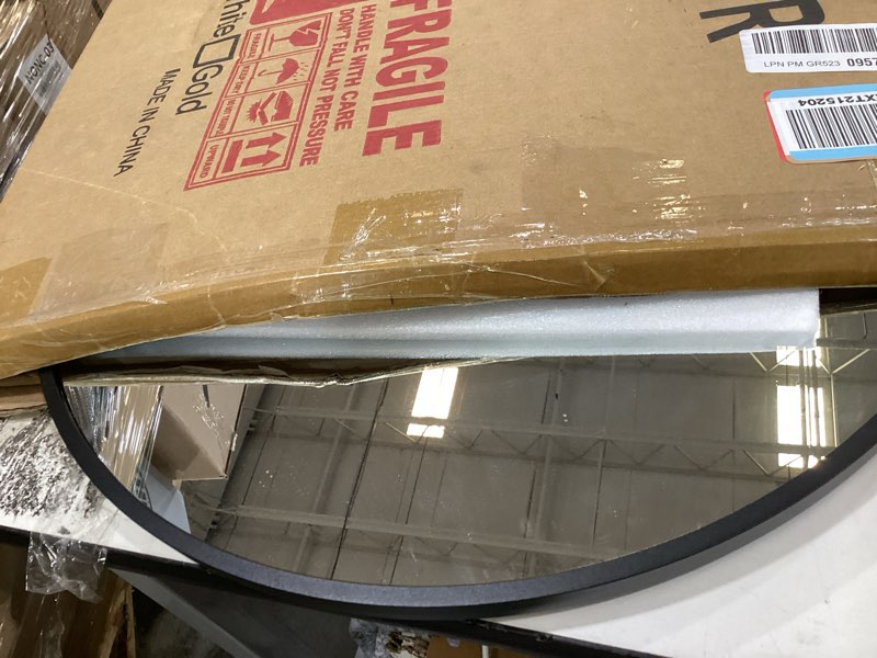 Condition photo showing Good Condition for black oval bathroom mirror for wall, 20"x30" bathroom vanity mirror for over sink, bedroom, living room, entryway, metal frame & hd shatterproof glass, wall mounted horizontally or vertically(black) black 30"l x 20"w
