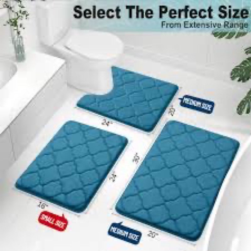 OLANLY Memory Foam Bath Mat 24x16, Super Soft Absorbent Bathroom Rugs, Quick Dry, Machine Washable S