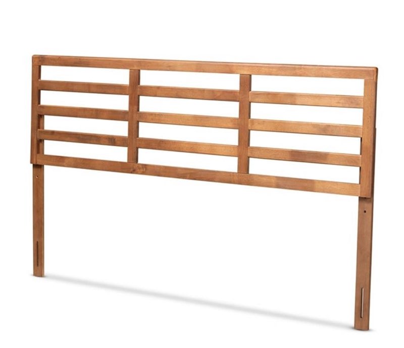 King Akemi Wood Headboard Walnut - Baxton Studio: Contemporary Style, Ash Walnut Finish, Sturdy Frame Mounted Design