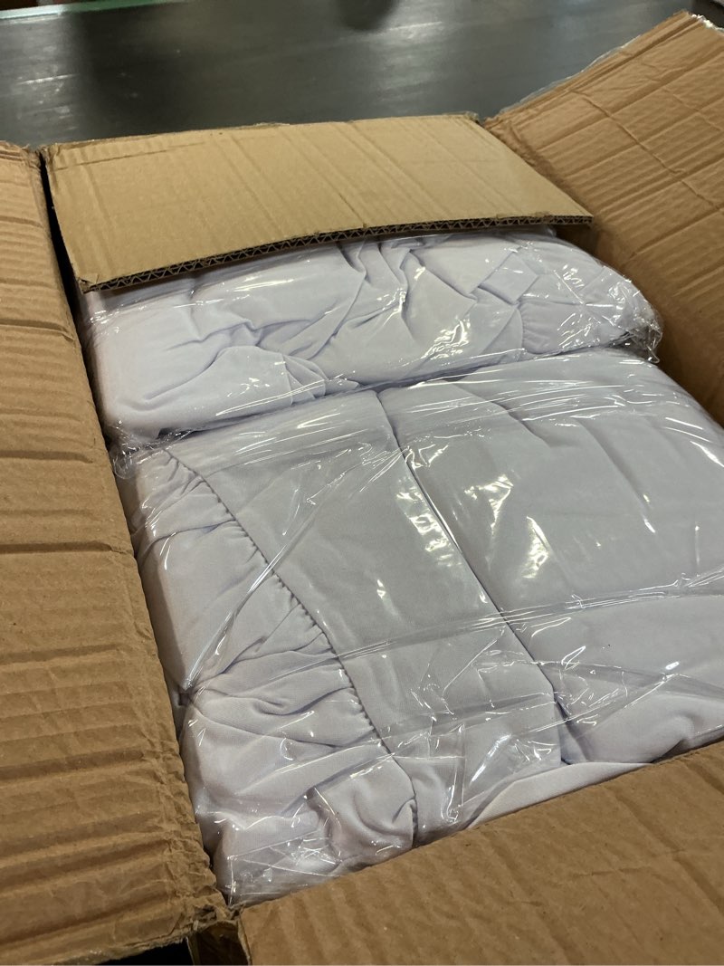 Condition photo showing New/Like New for 10 pack white spandex round tablecloths for 60inch tables, 120 inch stretchy 5ft round fitted tablecloth wrinkle free washable table cloths table covers with skirt for wedding party birthday banquet white 10 pack (5 ft round)