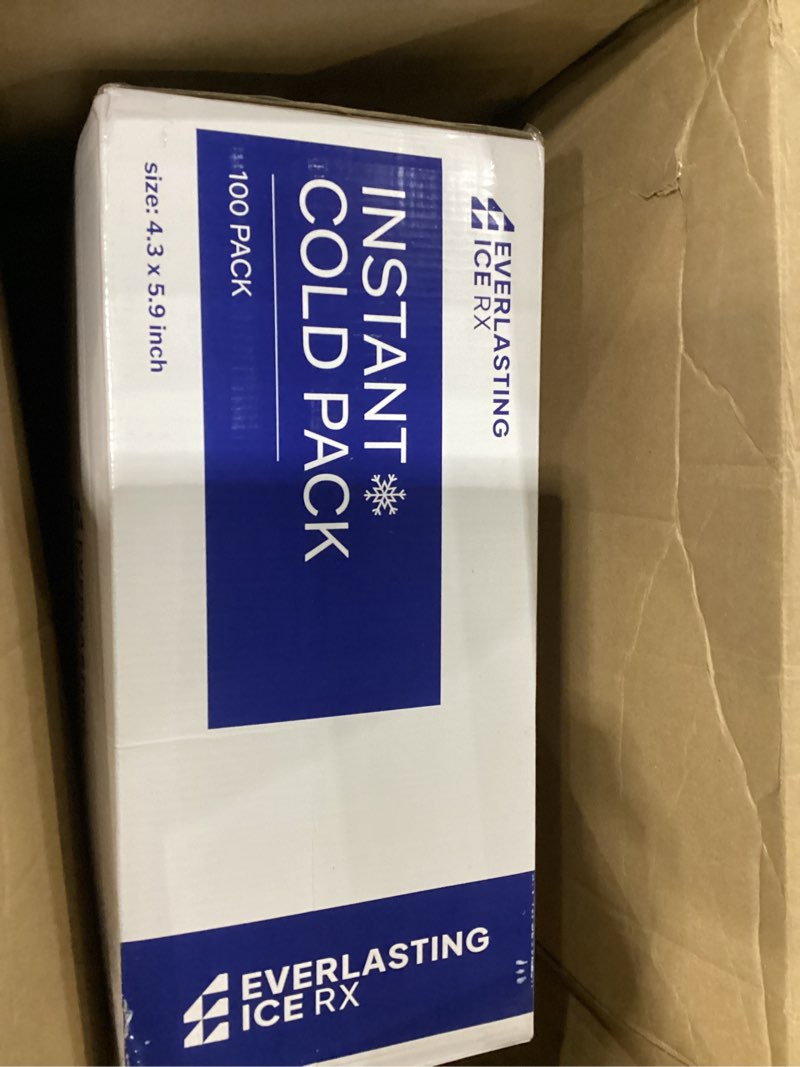 Condition photo showing Good Condition for 100 pack - instant cold packs - instant ice packs for injuries | disposable cold compress ice pack for pain relief, swelling, inflammation, sprains, toothache - cold pack for athletes