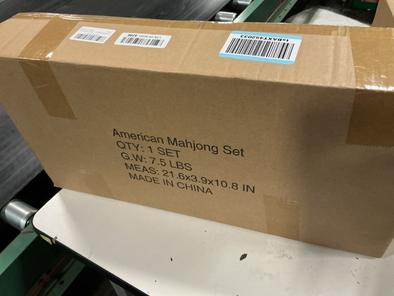 Condition photo showing New/Like New for american mahjong game set, 166 premium white tiles, 4 all-in-one color rack/pushers, classic complete mahjong tile set with black carrying bag