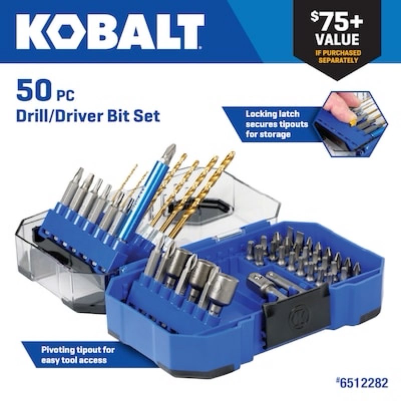 kobalt 50 -piece x titanium coated hss jobber length twist drill bit set item #6512282 | model
