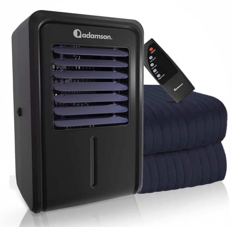 Adamson B10 Navy Blue Bed Cooling System - Twin 75” L x 39” W - 100% Cotton Mattress Cooling Bed Pad for Night Sweats - Water Bed Cooler - Ideal for Hot Sleepers - 5-Year Assurance