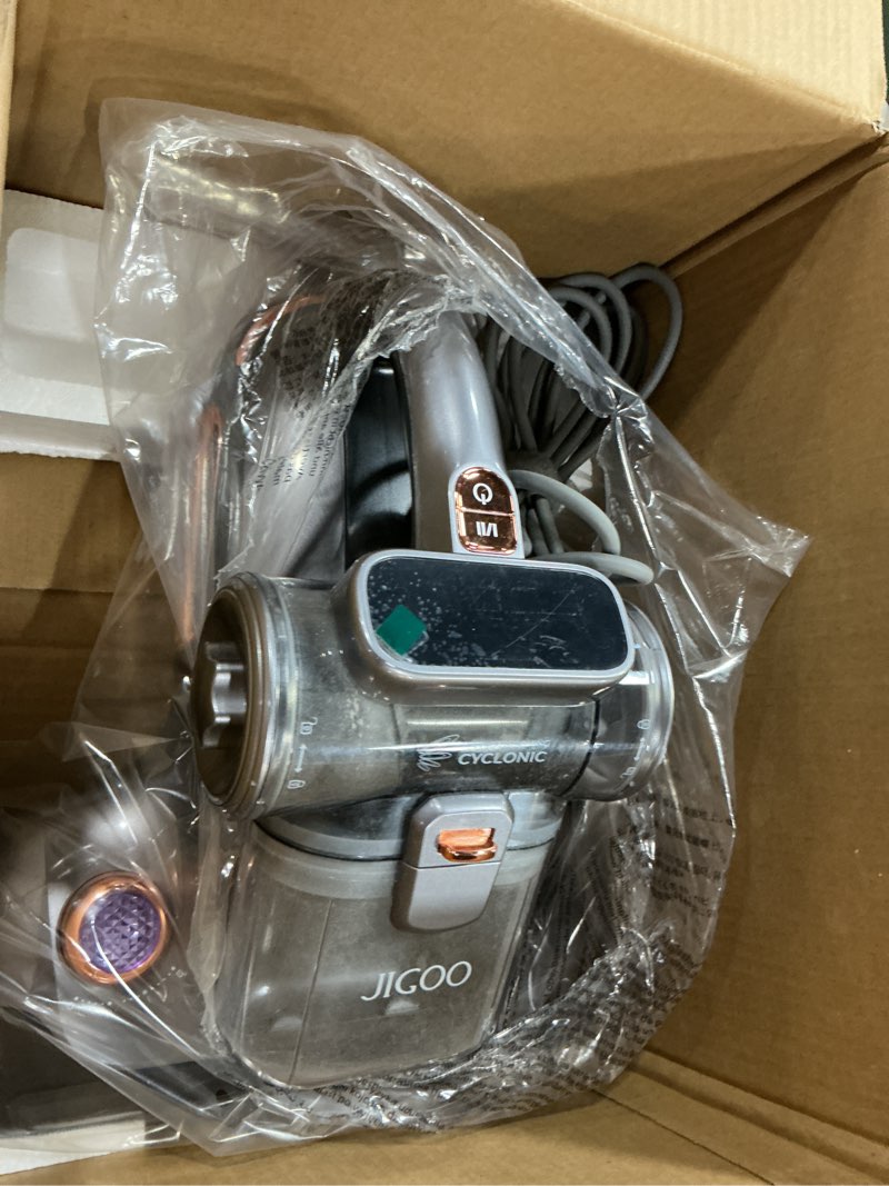 Condition photo showing As Is for jigoo t600 bed vacuum cleaner with uv-c light, 15kpa suction 700w powerful double cup handheld vacuums, mattress vacuum cleaner with smart dust sensor, ultrasonic & heating tech, hepa filter - corded gray