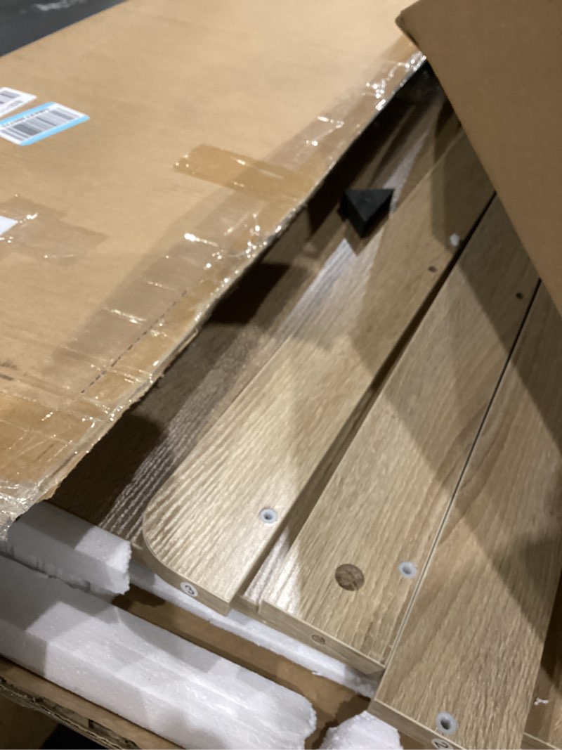 Condition photo showing As Is for washer dryer countertop 27.5" w x 54" l laundry countertop for storage and organization with edge rails, oak