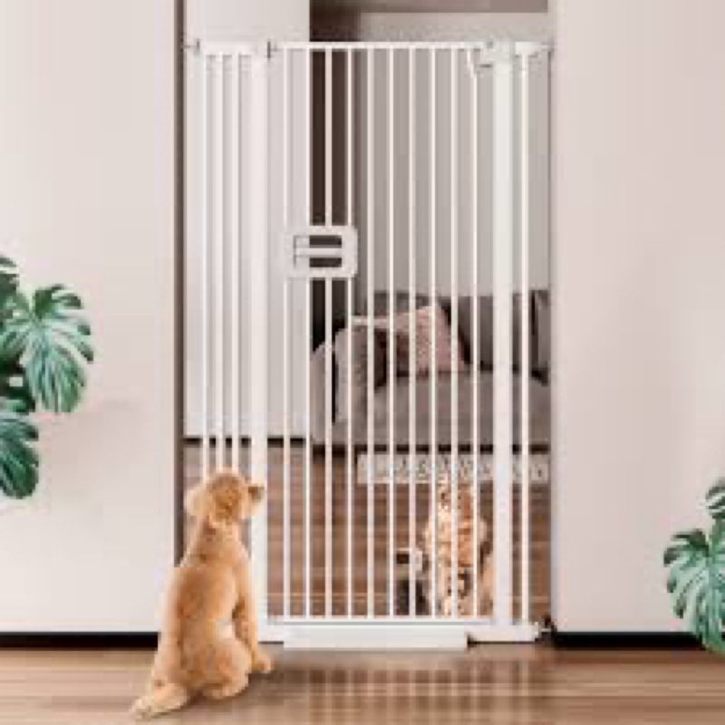 mestuel 55" extra tall cat gate, 29.5-36.55" wide cat pet gate for doorways/stairs& hallways, tall p
