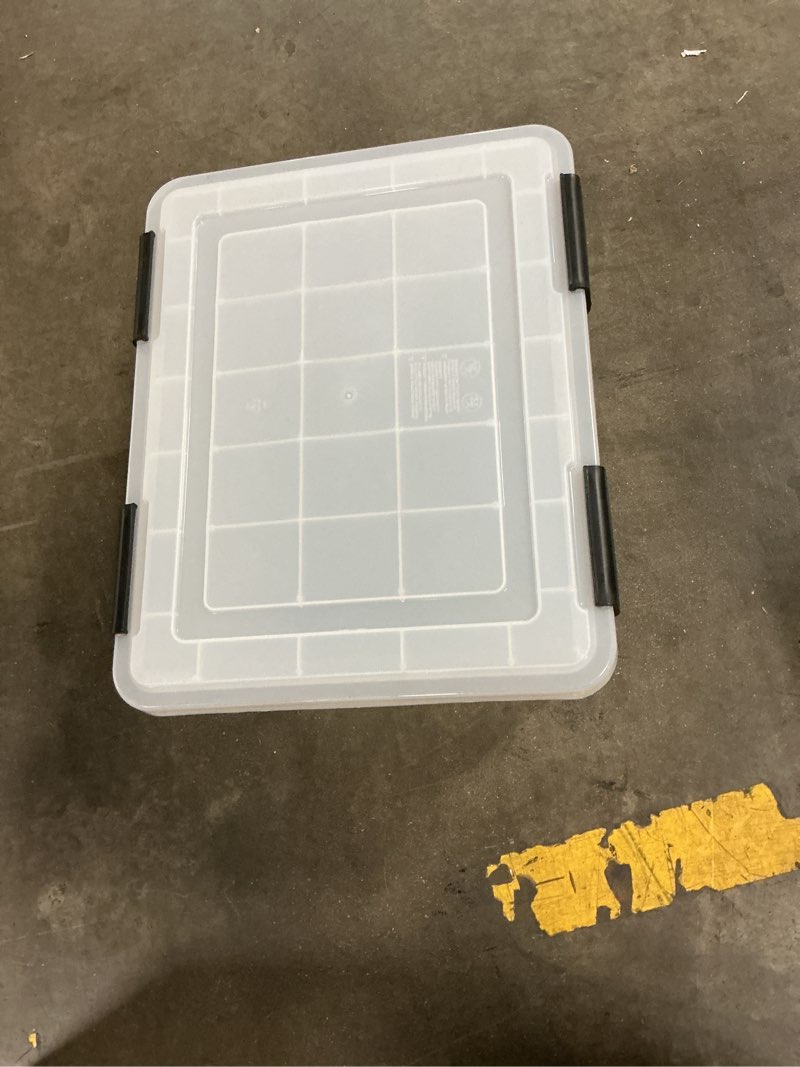 Condition photo showing Good Condition for iris letter and legal size weatherpro™ file box, clear