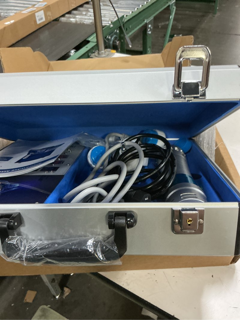 Condition photo showing Good Condition for shockwave therapy machine, effective electromagnetic extracorporeal shock wave therapy machine pain relief body massager muscle relax massage gun with 7 massage heads