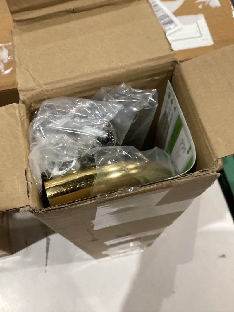 Condition photo showing As Is for Gold Wrap Around Curtain Rods 48 to 90 Inch:Blackout Heavy Duty Adjustable Window Curtain Rod Room Darkening,Modern Industrial Curved French Return Metal Drapery Rods Easy Install,Brushed Gold Brushed Gold 48-90"