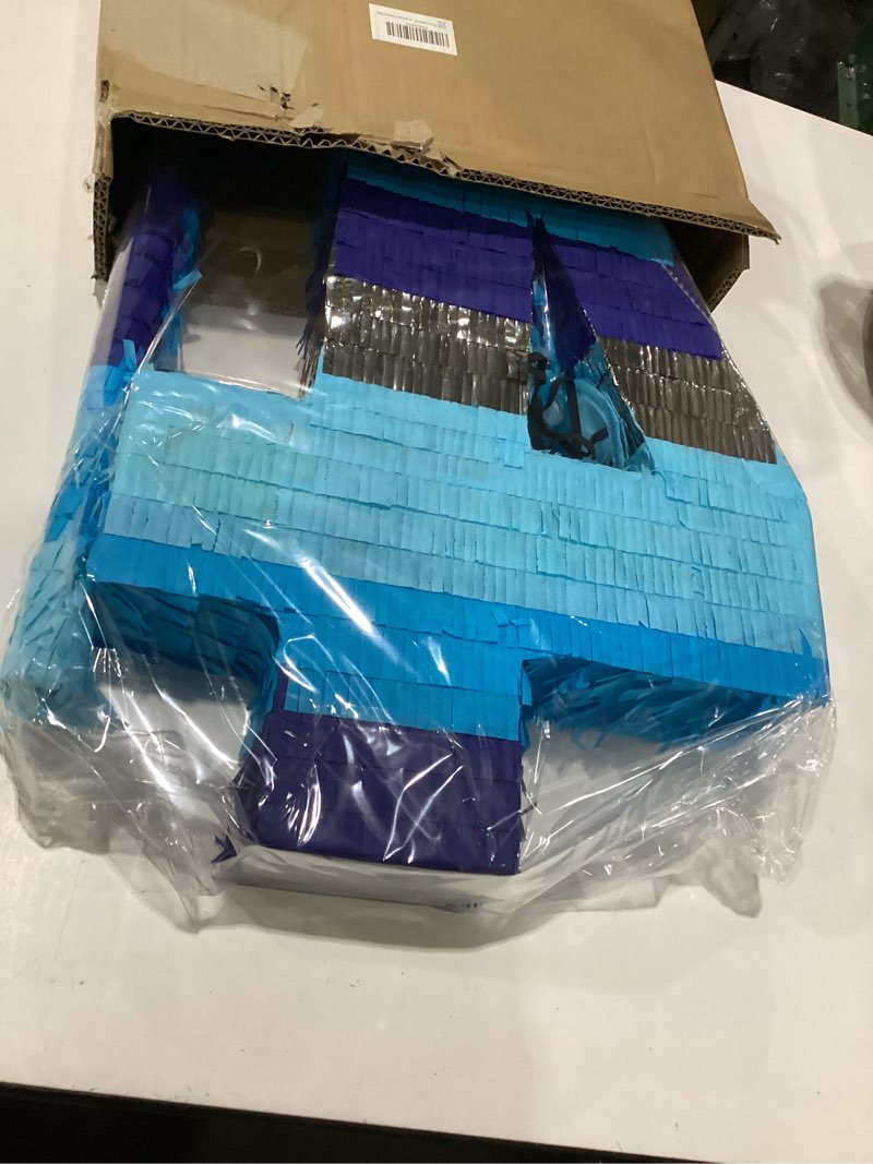 Condition photo showing Good Condition for pcfing 20 inch number 4 piñata blue silver with 30 inch piñata stick blindfold confetti for boys girls adults birthday party decorations, anniversary celebration, fiesta blue number 4
