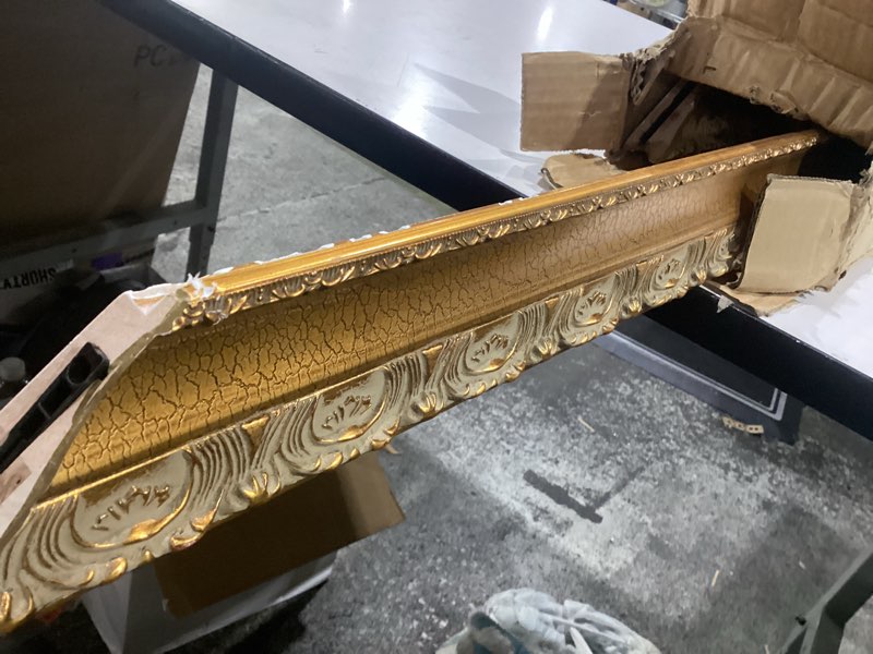 Condition photo showing Good Condition for retro ornate frame for 16x20 canvas prints, diy 2.8" wooden art frame for italian renaissance paintings, gallery wall art for home office museum library book shop decor, no glass & back (gold) gold-diy 16x20"