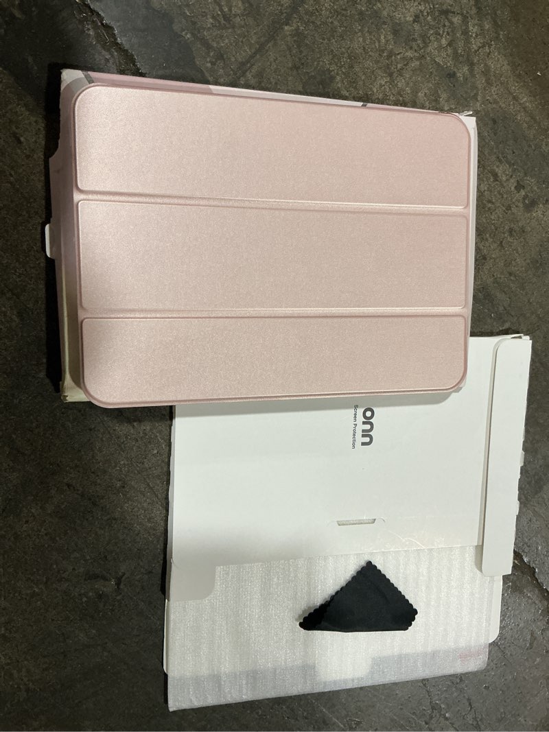 Condition photo showing Good Condition for (tablet case + screen protector set)body glove tablet folio case for ipad (a16) / ipad (10th generation)- rose gold and onn 11” glass screen protector