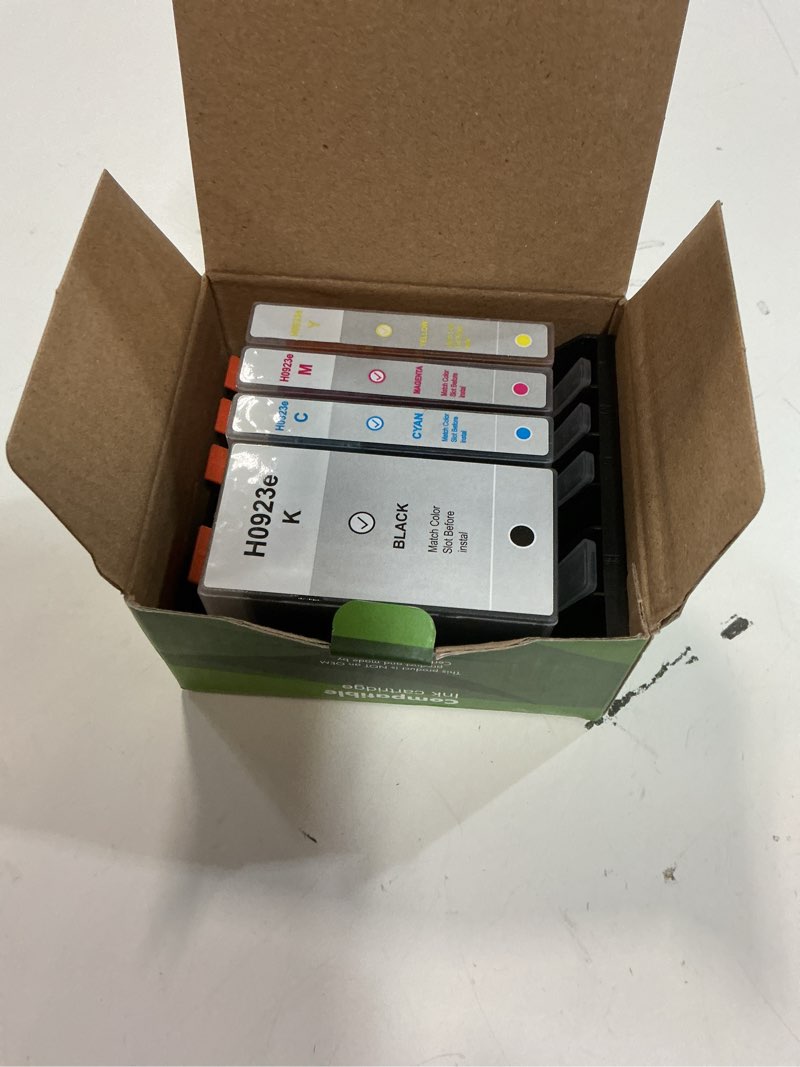 Condition photo showing New/Like New for 923xl (923e) ink cartridges fit for hp officejet pro 8130e 8135e 8125e printers replacement for 923 e xl for hp923 8122e 8124 8124e 8125e 8130 8132e 8134e 8138e 8139e black cyan magenta yellow 4 pack
