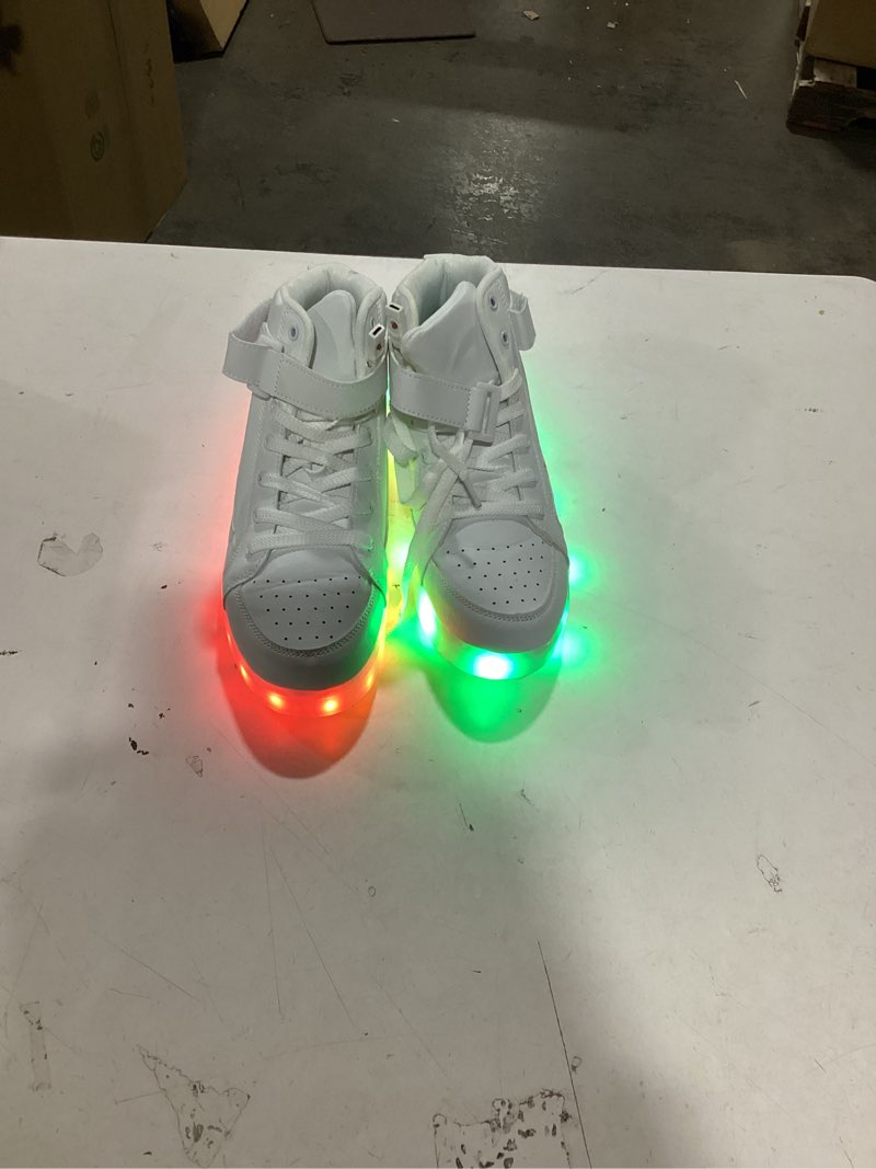 Condition photo showing As Is for IGxx LED Light Up Shoes for Men USB Recharging High Top LED Sneakers Women Kids 10 Women/9.5 Men White