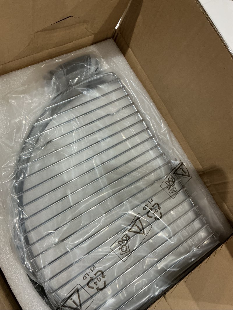 Condition photo showing New/Like New for safbbcue cast iron half moon griddle pan for weber 22" kettle charcoal grill parts, half moon cooking grate for slow n sear, vevor, kamado, big green egg 22" charcoal kettle grill accessories cast iron 11" x 17.4"