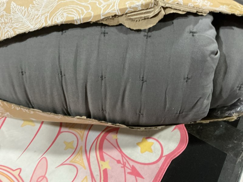 Condition photo showing As Is for WDCOZY Dark Grey Twin Size Quilt Bedding Sets with Pillow Sham, Deep Lightweight Soft Bedspread Coverlet, Quilted Blanket Thin Comforter Bed Cover, All Season Summer Spring, 2 Pieces, 68x90 inches