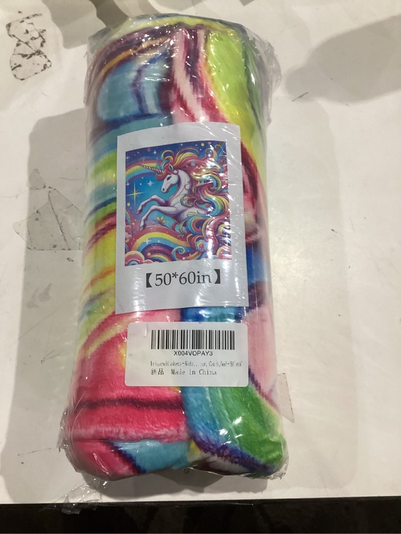 Condition photo showing New/Like New for Unicorn Blankets - Kids Blanket Gifts for Girls - Flannel Soft Cute Throws for Room Decor, Couch,Bed - 50"x60" 50x60 Ivory