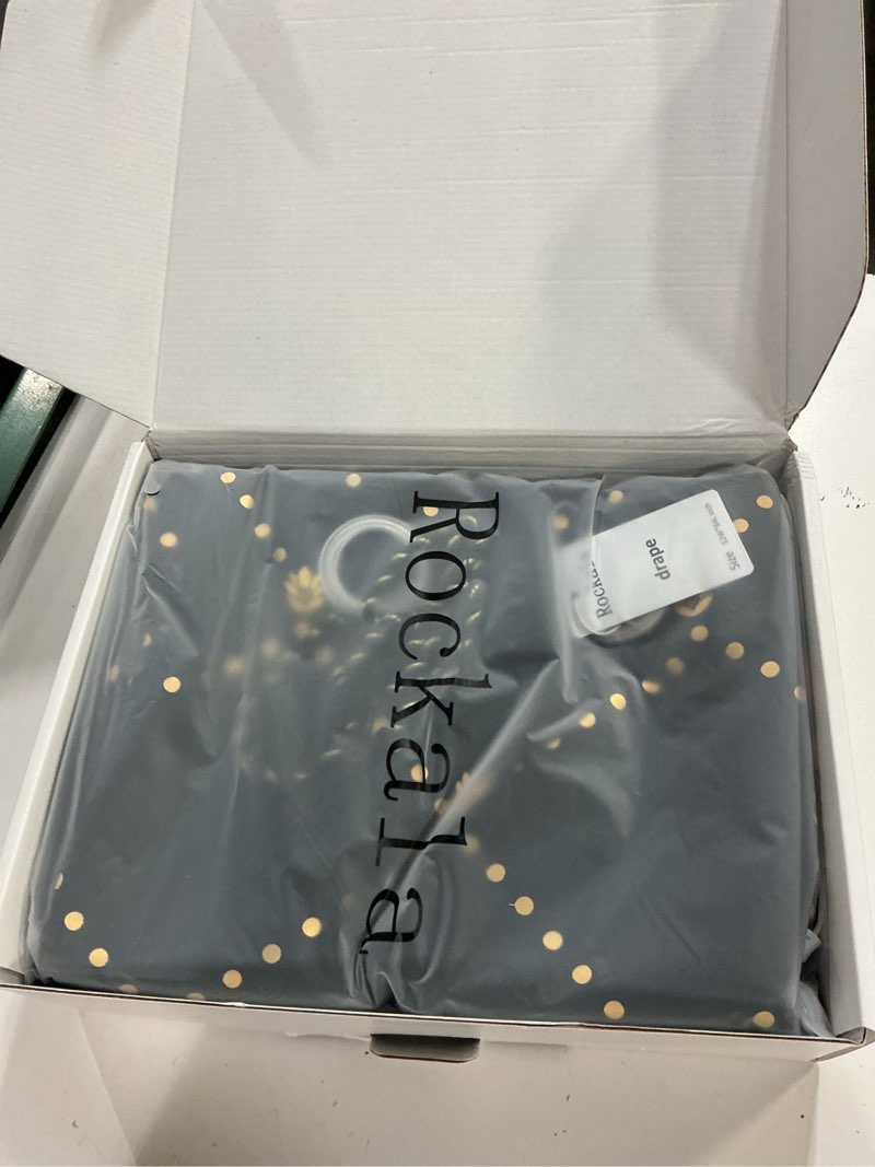 Condition photo showing New/Like New for grommets blackout long window curtains black gold-52w*84l 2pcs drapes for bedroom black gold 52"w x 84"l (pack of 1)