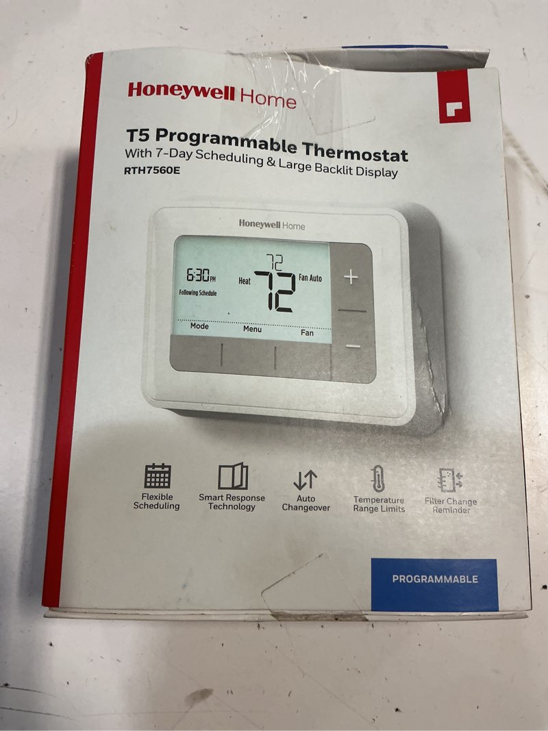 Condition photo showing As Is for Honeywell Home RTH7560E 24-Volt Programmable Thermostat