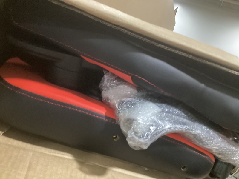 Condition photo showing Good Condition for dumos ergonomic computer gaming chair with flip-up armrest, height adjustable pu leather home office desk chair with lumbar support swivel wheels and for adults and kids, scarlet red