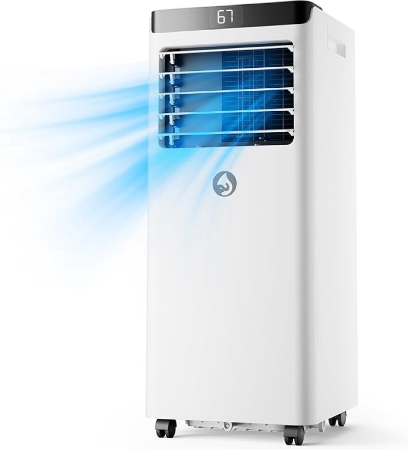 8,000 btu portable air conditioner for large room up to 300 sq. ft, 3 in 1 portable ac with remote control, window installation kit