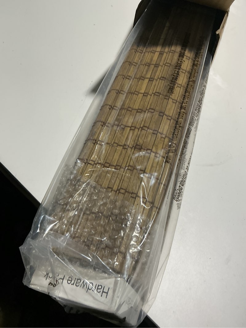 Condition photo showing Good Condition for LazBlinds Cordless Bamboo Roman Shades, Privacy Blinds for Interior Windows, Room Darkening Roll Up Bamboo Blinds for Home & Patio, 30.5" W x 64" H, Highfield Teak Pricacy - Highfield Teak 30 1/2" W x 64" H