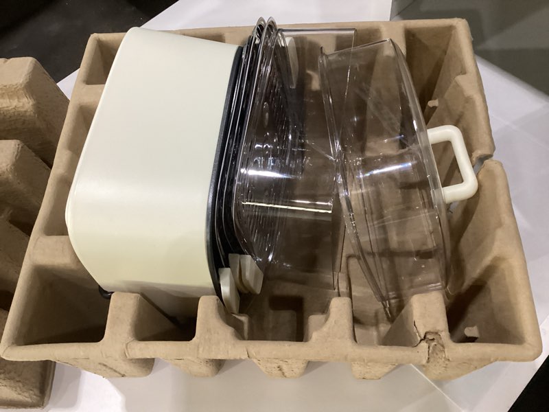 Condition photo showing As Is for buydeem g67us-a503 electric food steamer for cooking, 2 tire stainless steel steamer with manual mode, 1500w, 14 quart, green, not tested