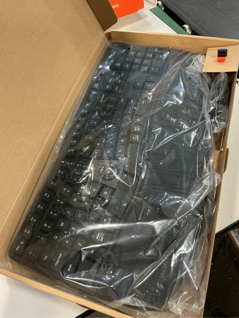 Condition photo showing Good Condition for MEETION Ergonomic Keyboard Wireless, Split Curved Keyboard with Cushioned Wrist Palm Rest, 2.4G Cordless Computer keybaords, Full Size Natural Typing for Windows/Mac/Laptop/PC, Black