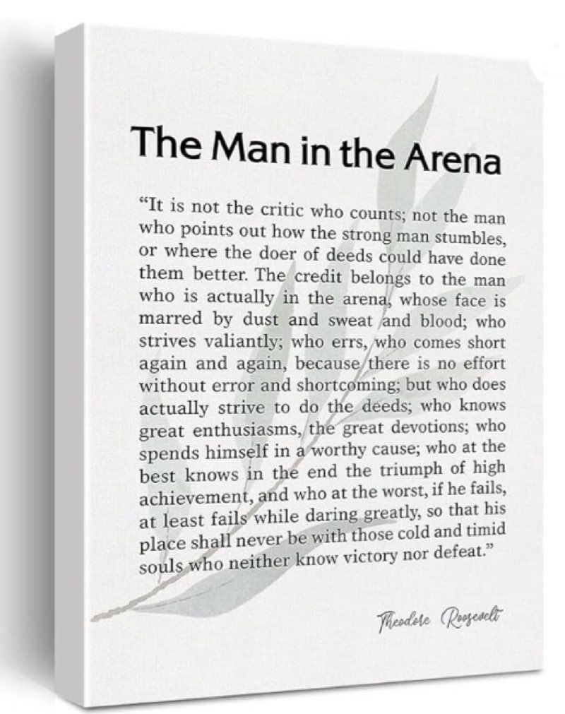The Man In The Arena Quote Canvas Wall Art Motivational Quotes Speech Canvas Print Positive Canvas P