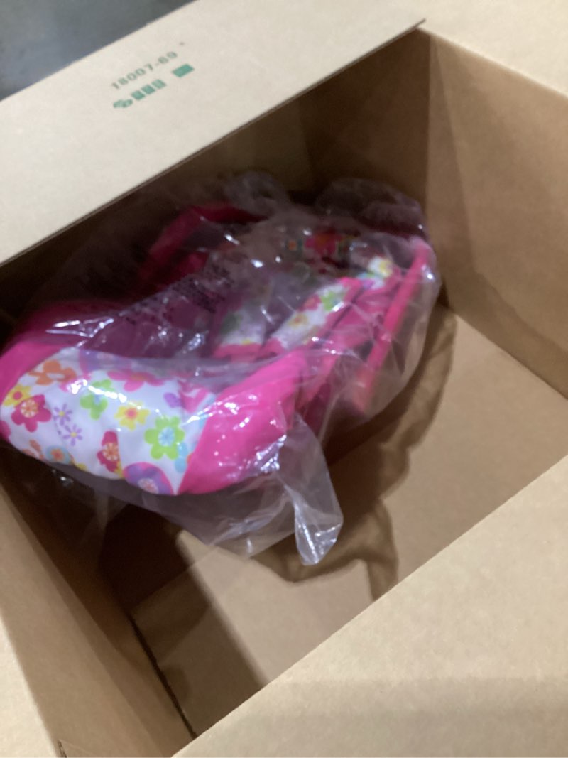 Condition photo showing New/Like New for Adora Baby Doll Car Seat with Removable Seat Cover - Machine Washable, Fits Most Dolls & Plush Animals Up To 20”, Birthday Gift For Children Ages 2+ - Pink Flower Power
