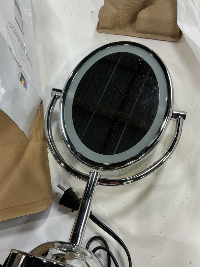 Condition photo showing Good Condition for conair lighted makeup mirror, led vanity mirror, 1x/7x magnifying mirror, double sided, corded in polished chrome 4.8"l x 8.2"w line cord