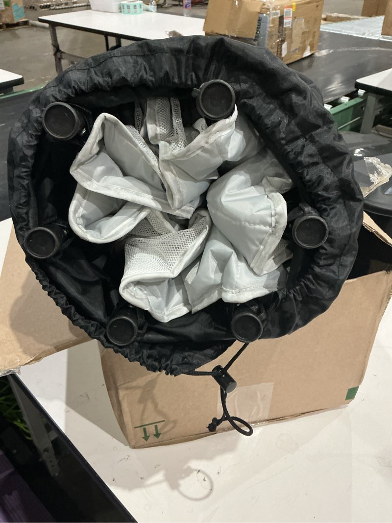 Condition photo showing As Is for dream on me zoom portable playard in black, lightweight, packable and easy setup baby playard, breathable mesh sides and soft fabric - comes with a removable padded mat black playard