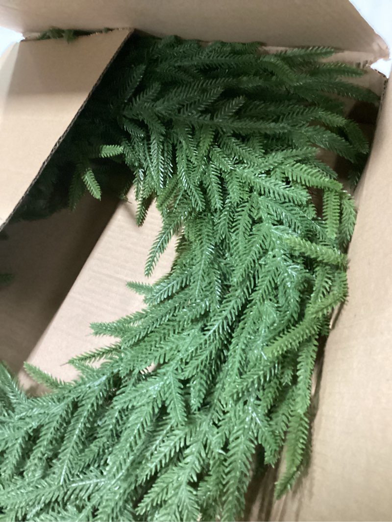 Hollyone 24" Real Touch Norfolk Pine Wreath for Front Door Large Artificial Winter Pine Plant Greene