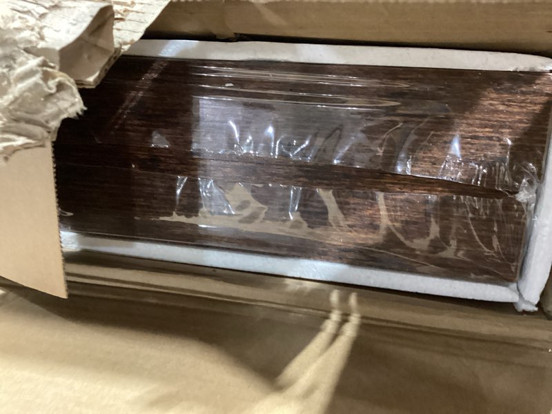 Condition photo showing Good Condition for INHABIT UNION Rustic Brown Floating Shelves for Wall?24in Wall Mounted Display Ledge Shelves Perfect for Bedroom, Bathroom, Living Room and Kitchen Decoration Storage (Rustic Brown, Set of 2) Rustic Brown 24 Inch