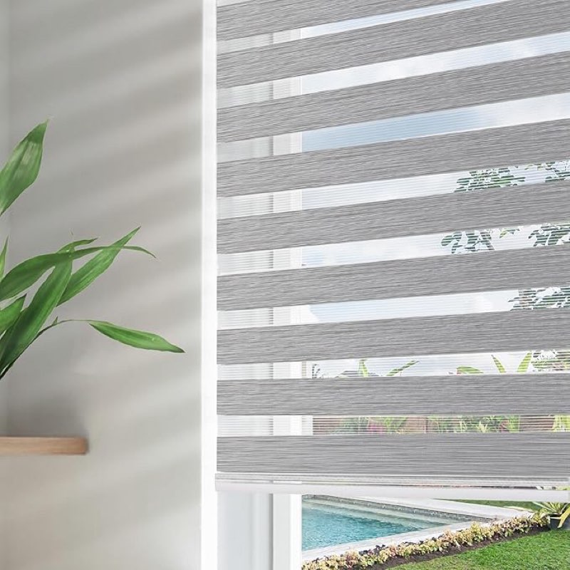 Unknown Flamax Color-Matched Custom Cordless Zebra Blinds, Light Control for Day and Night, Privacy Light Fi