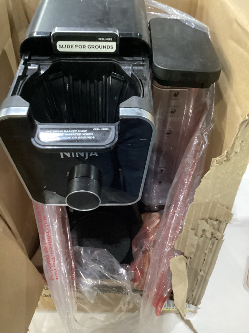 Condition photo showing As Is for ninja specialty drip coffee maker | dualbrew™ pro specialty coffee machine w/frother, permanent filter | brew w/pods & grounds, k cups compatible | 4 brew styles, 13 cup to pot sizes | black cfp307, not tested, incomplete