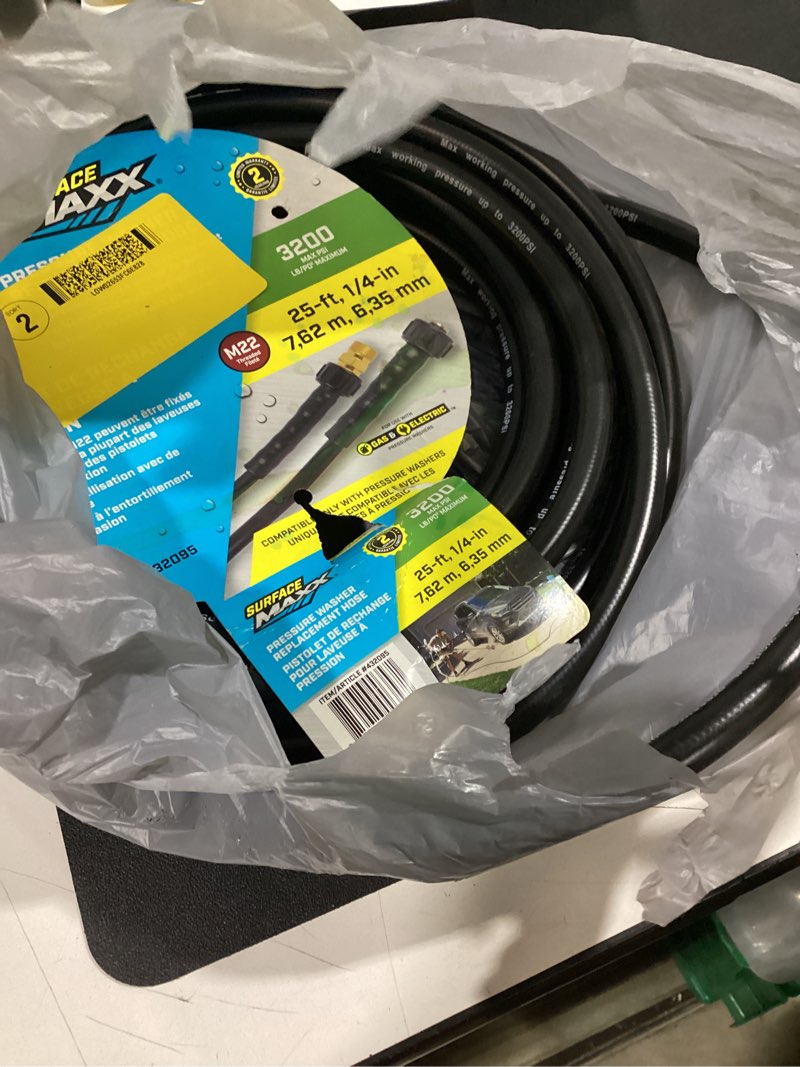 Condition photo showing Good Condition for surfacemaxx 1/4 in. d x 25 ft. l m22 replacement pressure washer hose 3200 psi